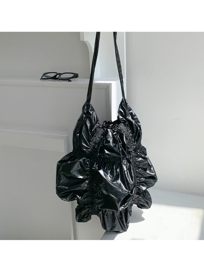 Niche Design Fold Large Capacity Shoulder Bag Personality Drawstring Cloud Bag Irregular Underarm Bag Advanced Sense