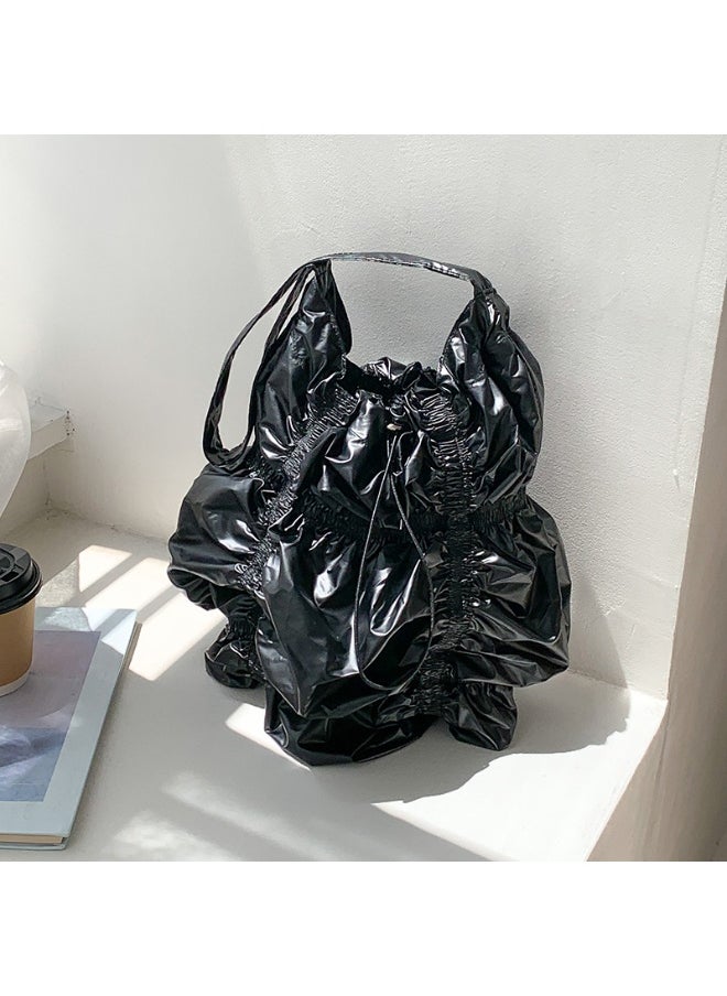 Niche Design Fold Large Capacity Shoulder Bag Personality Drawstring Cloud Bag Irregular Underarm Bag Advanced Sense