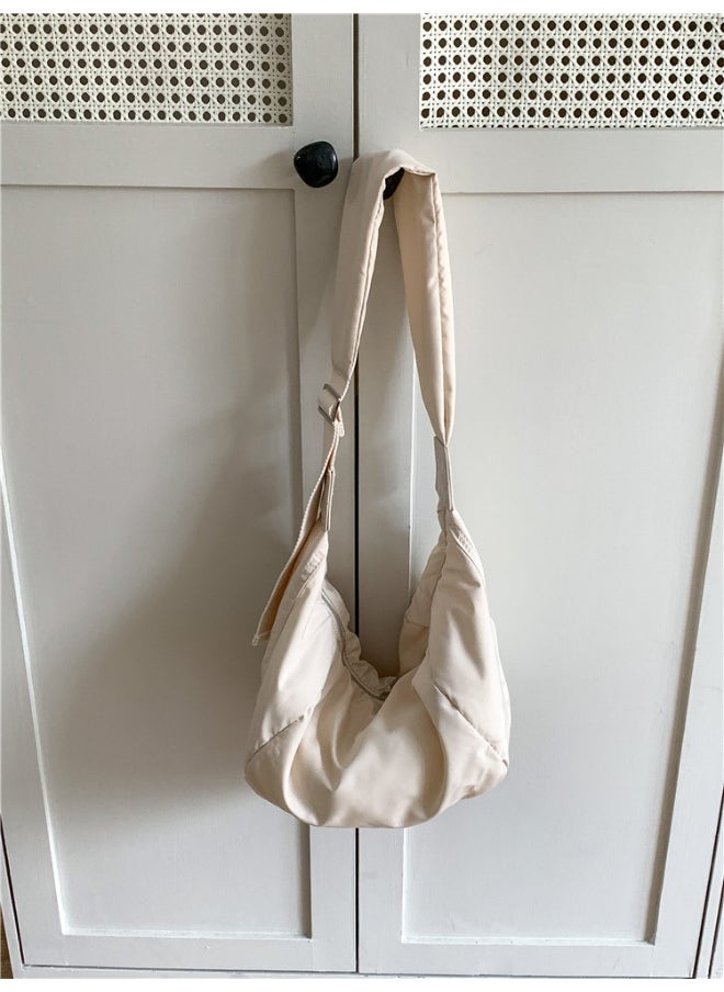 Korean Bag Women's Casual Single Shoulder Crossbody Bag Large Capacity Niche Fashion Wide Shoulder Strap Nylon Dumpling Bag Female