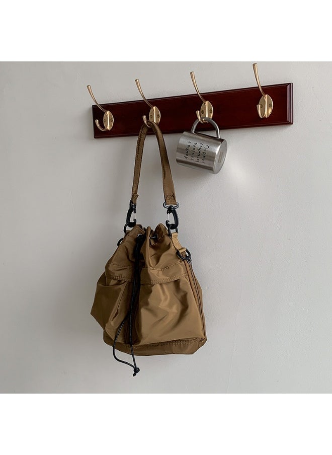 Korean Large Capacity Drawstring Nylon Bucket Bag Leisure Handbag Senior Sense Commuter Single Shoulder Crossbody Bag for Women