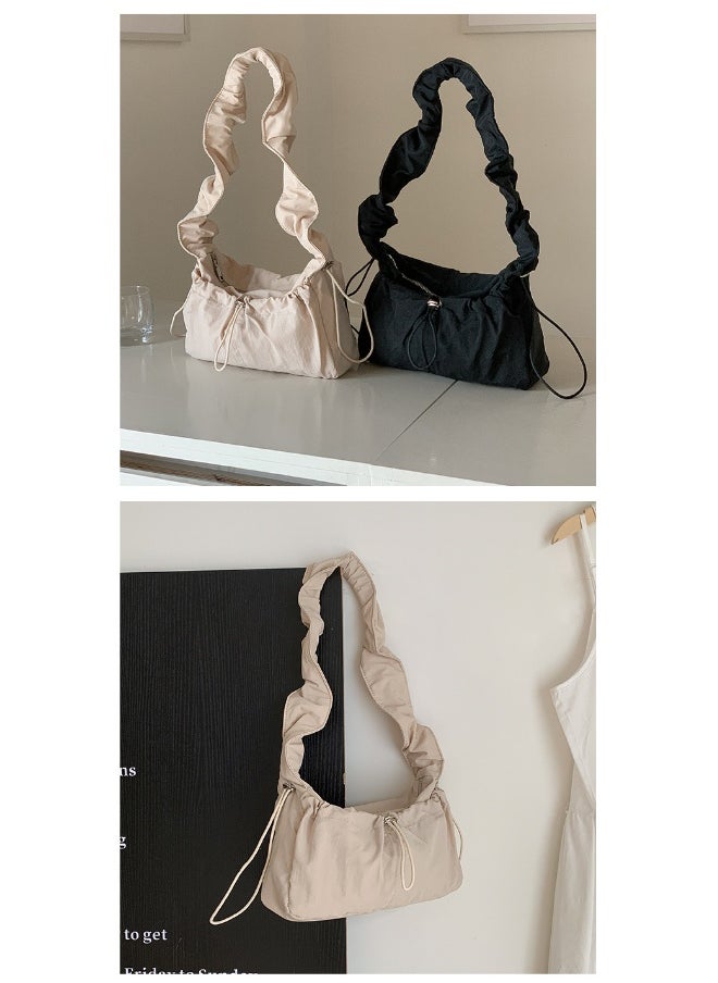 Korean Women's Bag Fold Bag Trend Literary Crossbody Nylon Bag Niche Design Fashion Casual Shoulder Small Square Bag