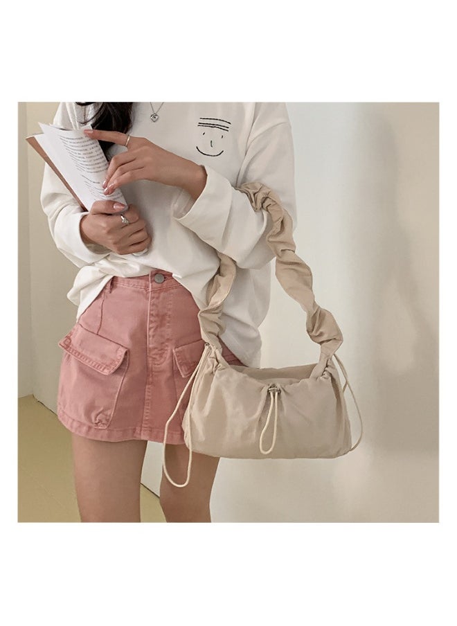 Korean Women's Bag Fold Bag Trend Literary Crossbody Nylon Bag Niche Design Fashion Casual Shoulder Small Square Bag