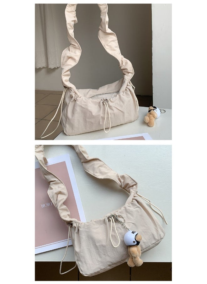 Korean Women's Bag Fold Bag Trend Literary Crossbody Nylon Bag Niche Design Fashion Casual Shoulder Small Square Bag