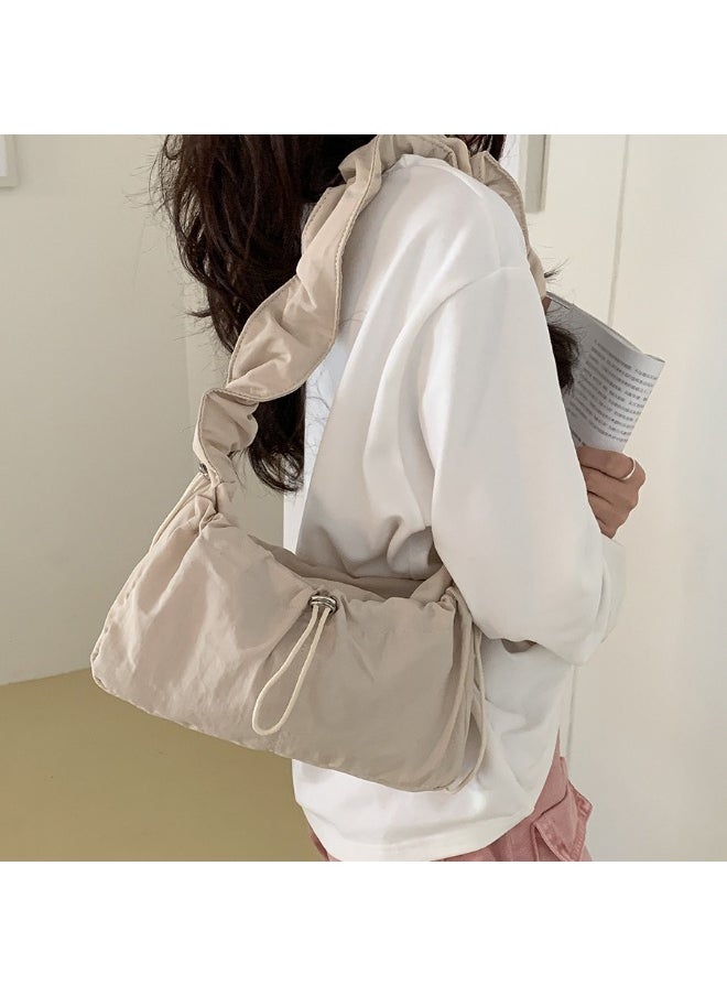 Korean Women's Bag Fold Bag Trend Literary Crossbody Nylon Bag Niche Design Fashion Casual Shoulder Small Square Bag