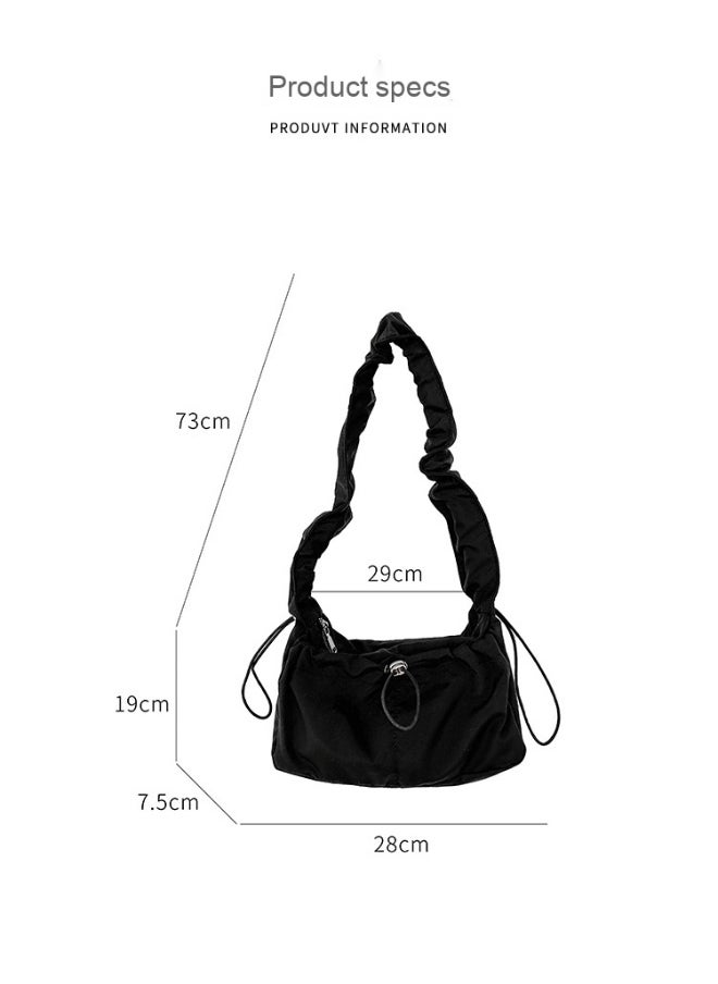 Korean Women's Bag Fold Bag Trend Literary Crossbody Nylon Bag Niche Design Fashion Casual Shoulder Small Square Bag