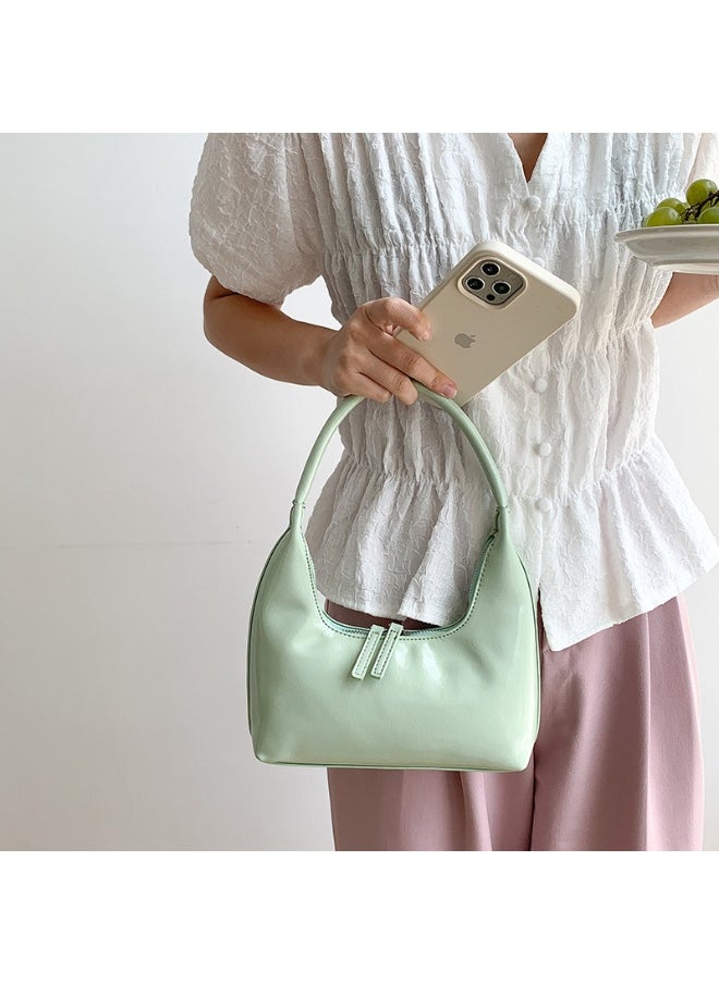 Korean Small Handbag Women's High-grade Temperament Simple Female Bag Bright PU Fashion Single Shoulder Niche Design Handbag