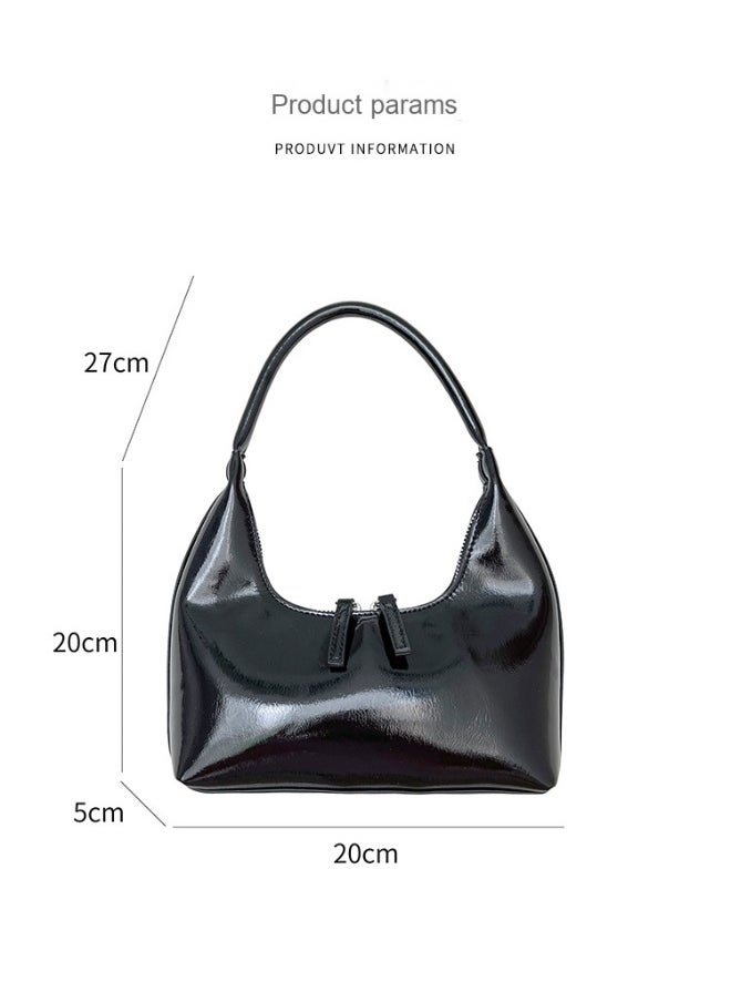 Korean Small Handbag Women's High-grade Temperament Simple Female Bag Bright PU Fashion Single Shoulder Niche Design Handbag