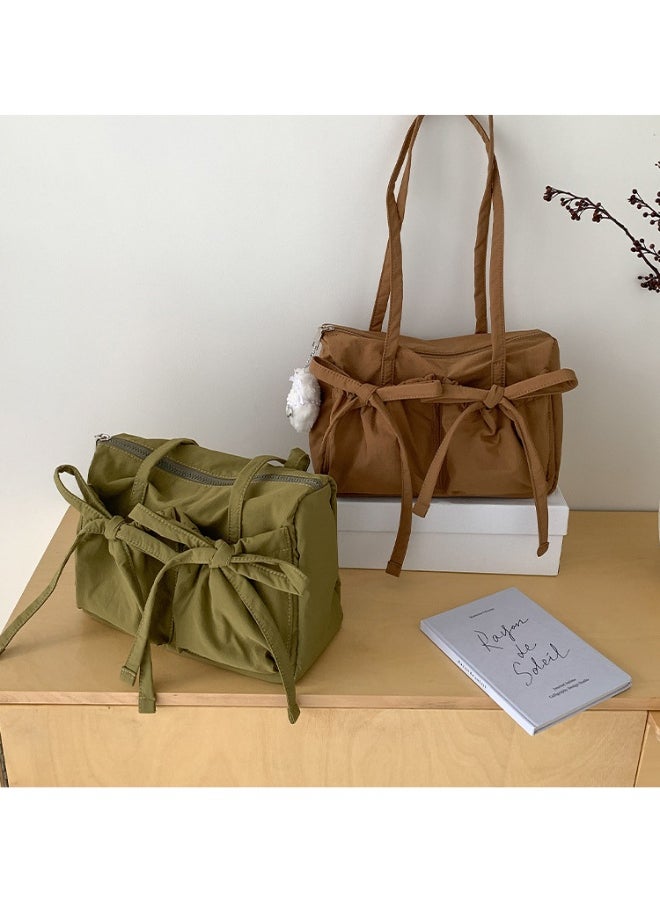 Fashion Bow Tote Bag Summer Luxury Sense Large Capacity Shoulder Bag Women's Simple Velcron Commuter Bag