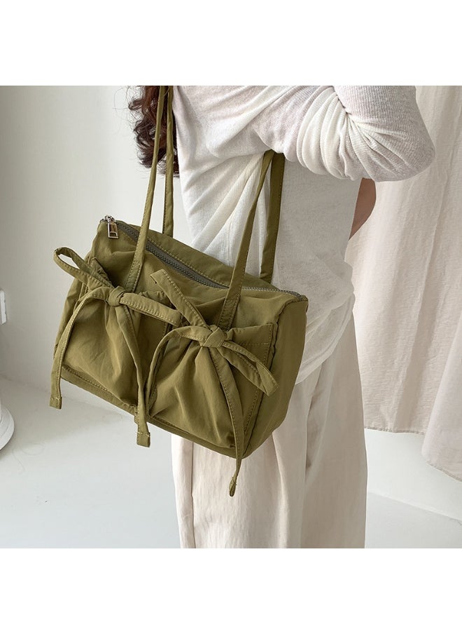 Fashion Bow Tote Bag Summer Luxury Sense Large Capacity Shoulder Bag Women's Simple Velcron Commuter Bag