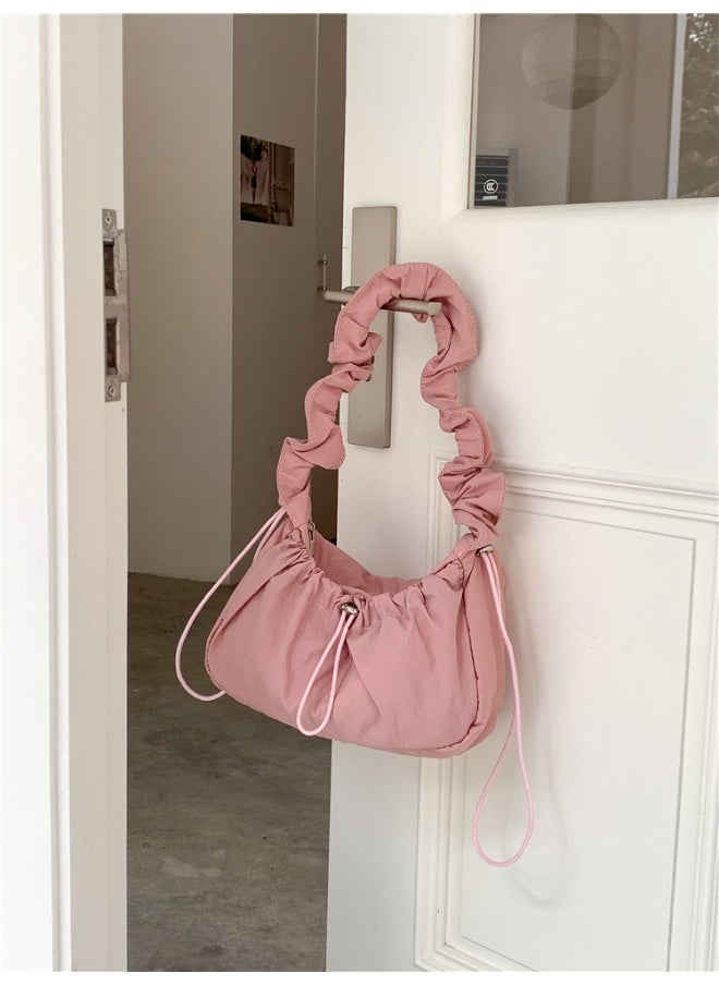 Korean Women's Bag Fold Bag Trend Literary Crossbody Nylon Bag Niche Design Fashion Casual Shoulder Small Square Bag