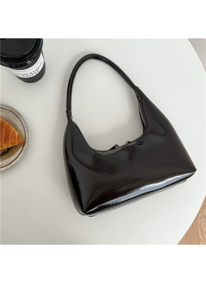 Korean Small Handbag Women's High-grade Temperament Simple Female Bag Bright PU Fashion Single Shoulder Niche Design Handbag
