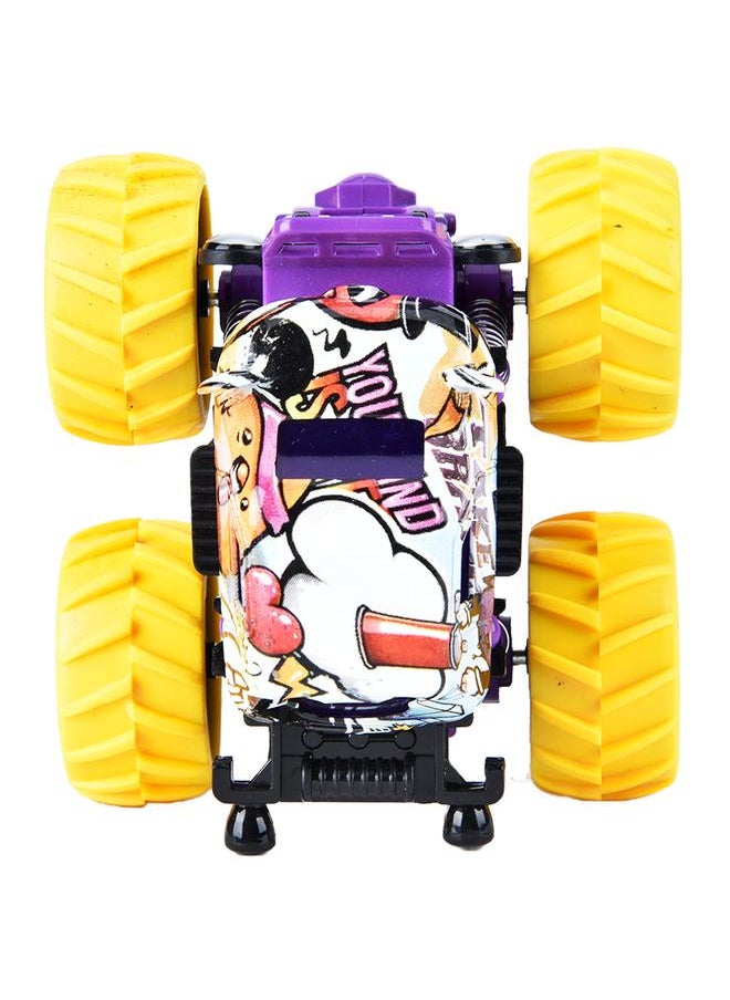 Alloy Double Inertial Car Cute Friction Powered With Huge Wheels Children Gifts (Yellow)