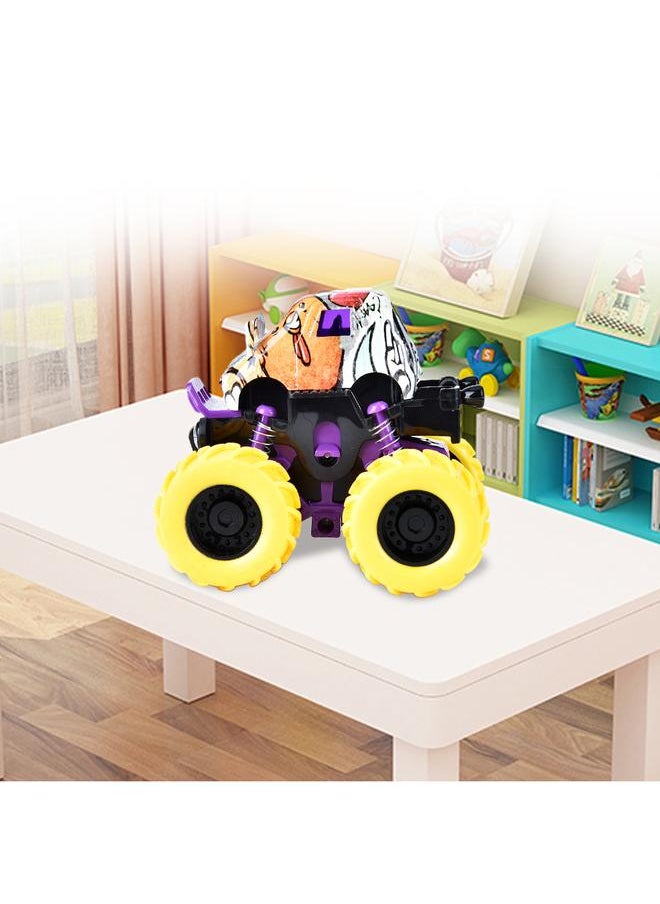 Alloy Double Inertial Car Cute Friction Powered With Huge Wheels Children Gifts (Yellow)