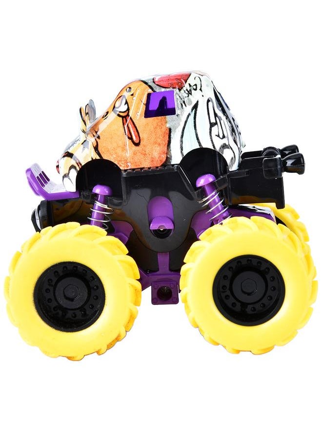 Alloy Double Inertial Car Cute Friction Powered With Huge Wheels Children Gifts (Yellow)