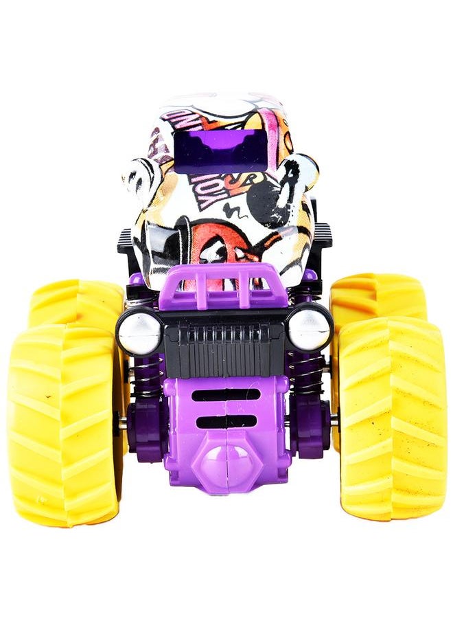 Alloy Double Inertial Car Cute Friction Powered With Huge Wheels Children Gifts (Yellow)