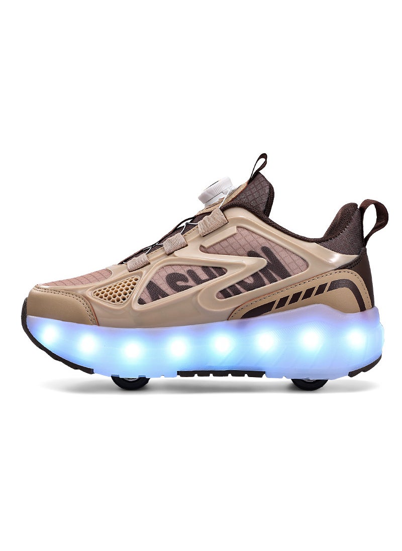 Binlebird Kids 4-Wheel Glowing Detachable Sneakers 8168 khakis four-wheel charging model