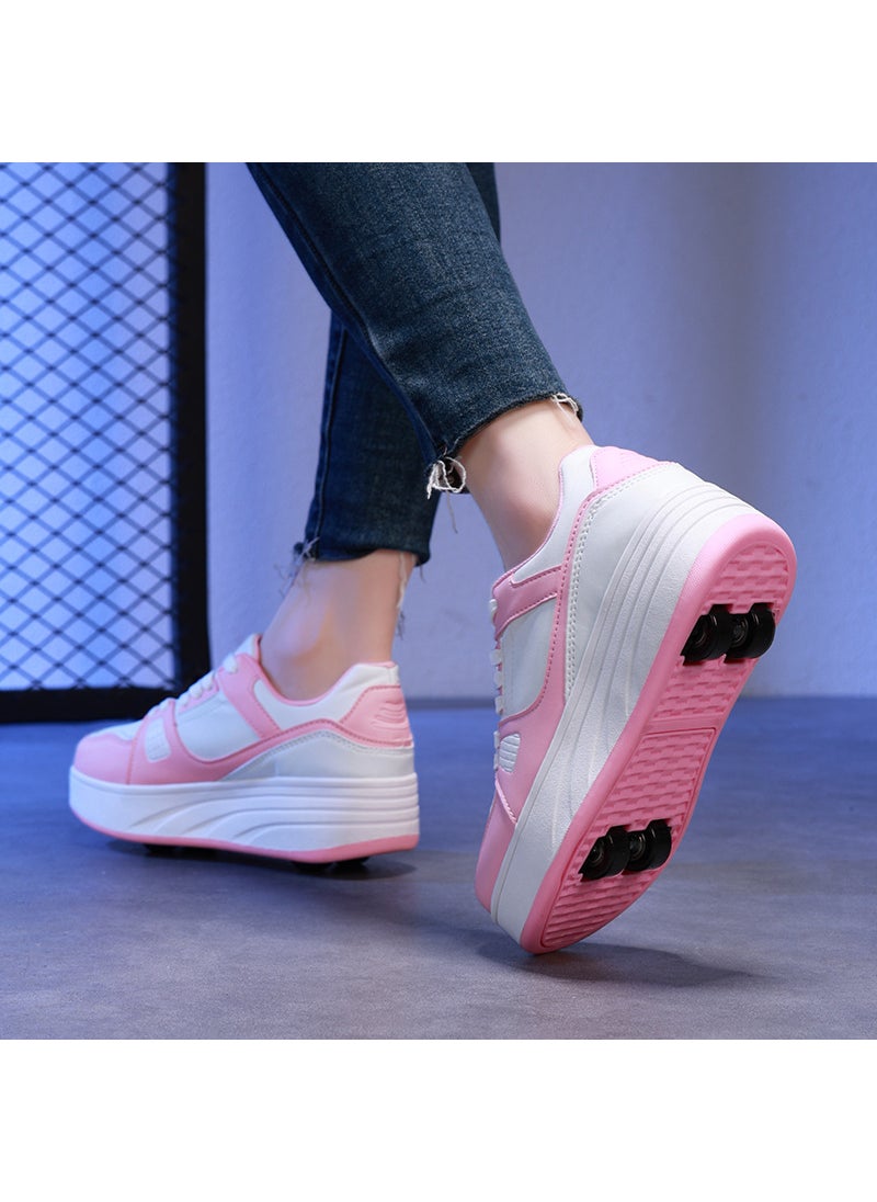 Kids Detachable Roller Shoes Unisex 2309 pink four-wheel ultra light without lights