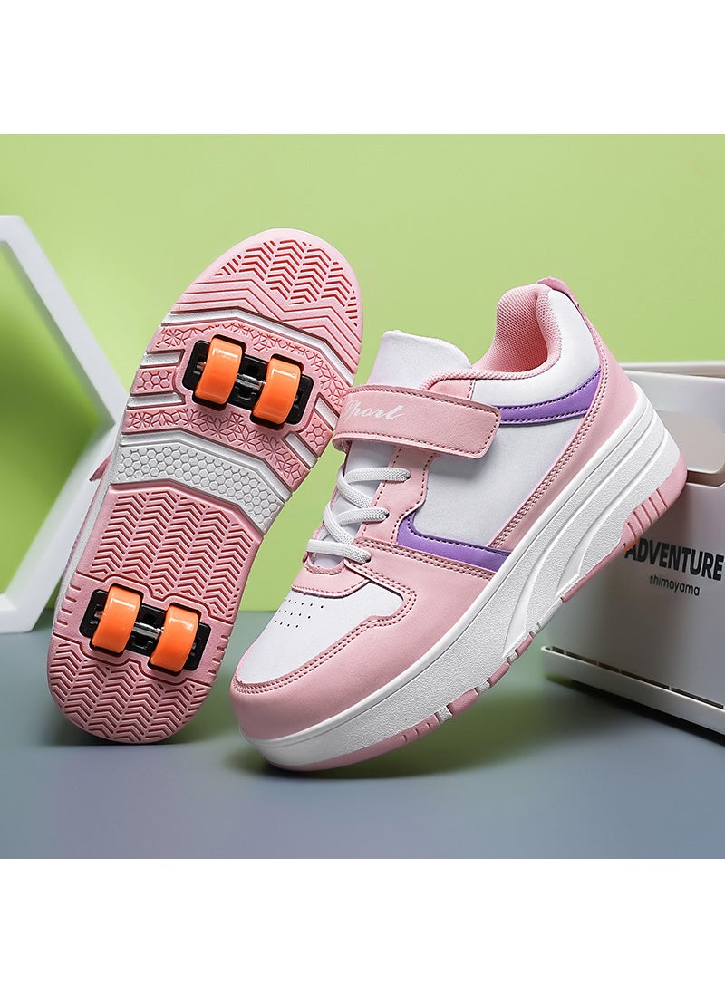 Kids Detachable Roller Shoes Unisex 985 pink four-wheel ultra light without lights