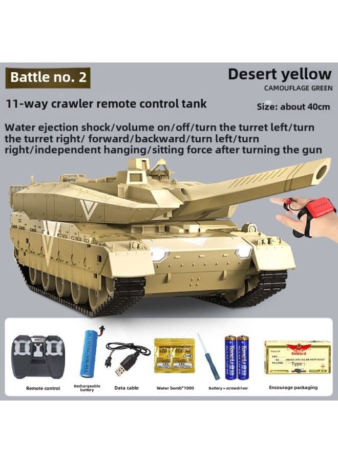 Children's Remote Control Tank Toy Car Can Be Fired Remote Control Car Boy Off-road Crawler Electric Model-Color:40cm Big Mac Battle Model  Gesture Induction Dual Control  Yellow + 1000 Water Bombs - Certificate Packaging-Specifications: 60 Minutes Of Battery Life + Remote Control Battery + Screwdriver