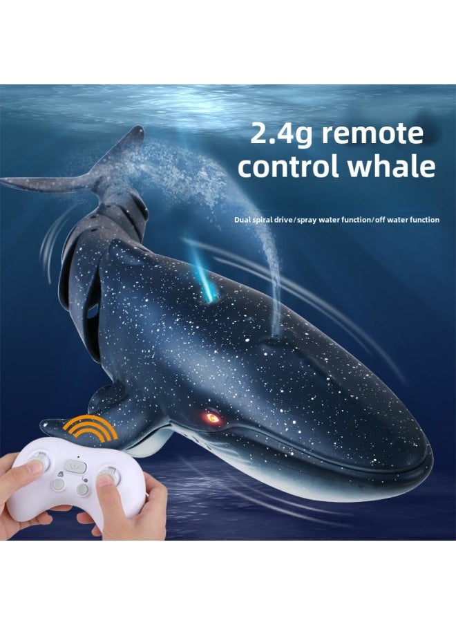 Electric Remote Control Shark Water Spray Light Whale Can Be Launched 24G Remote Control Boat Children's Toy Girl Bag Metal-Color:Golden Shark Of The Sea (super Powerful)-Specification:Three-battery Configuration