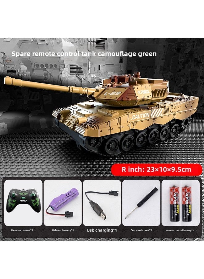 Toy Car Boy Tank Model Remote Control Tank Children's Large Track Remote Control Tank Four-way Simulation Generation-Color:Small Desert Yellow-Specifications:Luxurious Three Batteries +