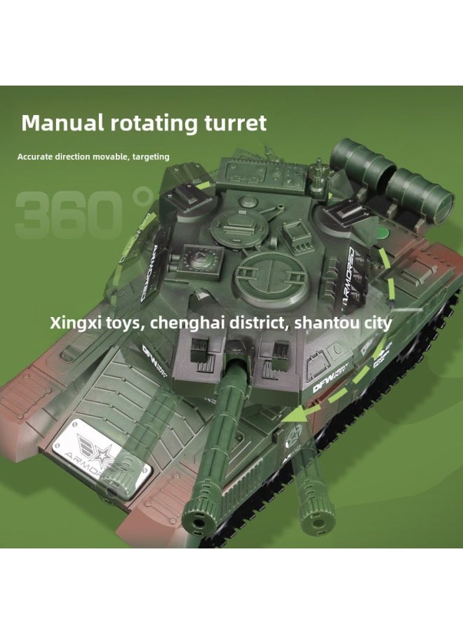 Toy Car Boy Tank Model Remote Control Tank Children's Large Track Remote Control Tank Four-way Simulation Generation-Color:Small Desert Yellow-Specifications:Luxurious Three Batteries +