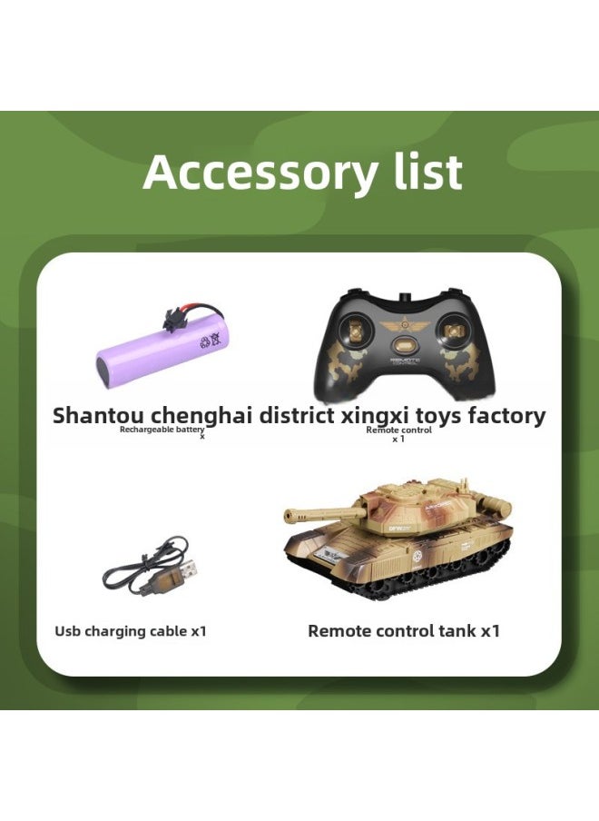 Toy Car Boy Tank Model Remote Control Tank Children's Large Track Remote Control Tank Four-way Simulation Generation-Color:Large Desert Yellow-Specifications:Luxurious Three Batteries +