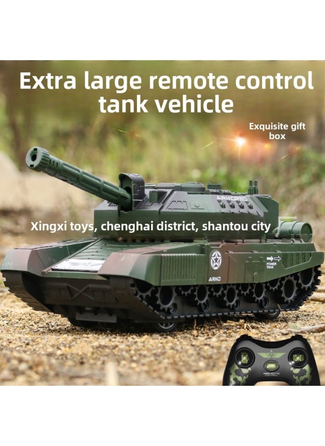 Toy Car Boy Tank Model Remote Control Tank Children's Large Track Remote Control Tank Four-way Simulation Generation-Color:Large Desert Yellow-Specifications:Luxurious Three Batteries +
