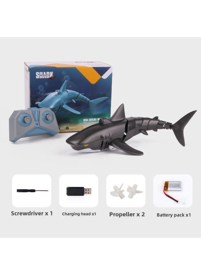 Children's Remote Control Shark Can Be Launched Toy Boat Simulation Diving Great White Shark Boy Electric Swing Fish Water Model-Color:Electric Remote Control Megalodon [black]-Specification:Standard Configuration [single Set Of Lithium Batteries] About 30 Minutes