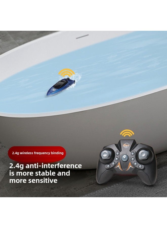 Water High-speed Speedboat Alloy Electric Model Small Toys Can Be Launched Into The Water Black Technology Children's Dragnet Mini Remote Control Boat-Color:Remote Control Speedboat [dark Blue] Strong Power And Adjustable Speed-Specification:Play Package [inflatable Pool + Air Pump]