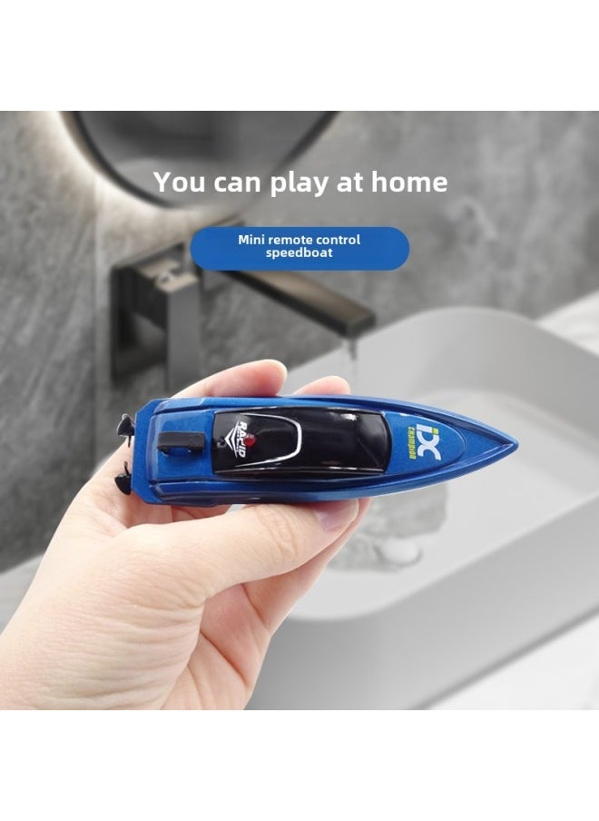 Water High-speed Speedboat Alloy Electric Model Small Toys Can Be Launched Into The Water Black Technology Children's Dragnet Mini Remote Control Boat-Color:Remote Control Speedboat [dark Blue] Strong Power And Adjustable Speed-Specification:Play Package [inflatable Pool + Air Pump]