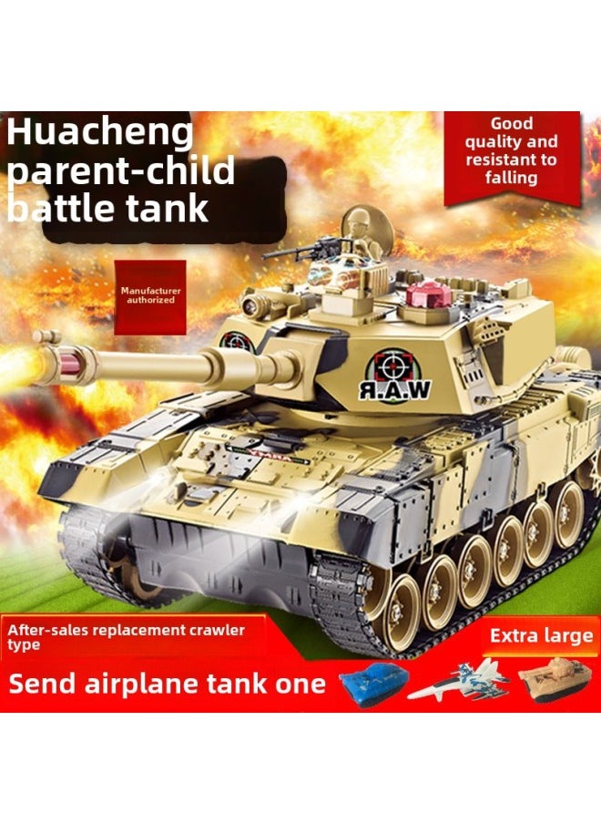 Rechargeable Remote Control Tank Toy Two-Person Battle Rechargeable Electric Chariot Children Boys Cross Border-Color:[33cm] Army Green