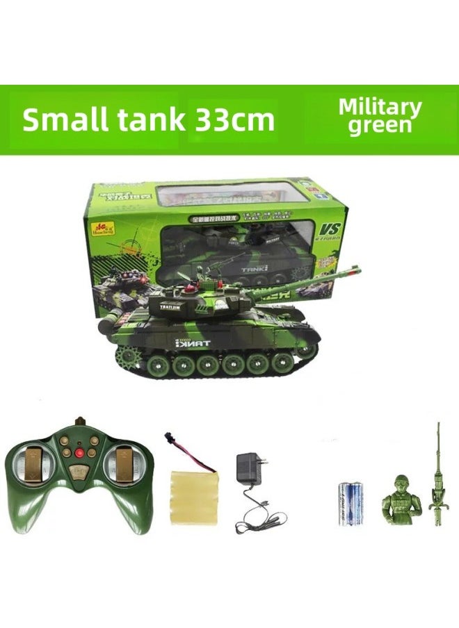 Rechargeable Remote Control Tank Toy Two-Person Battle Rechargeable Electric Chariot Children Boys Cross Border-Color:[33cm] Army Green