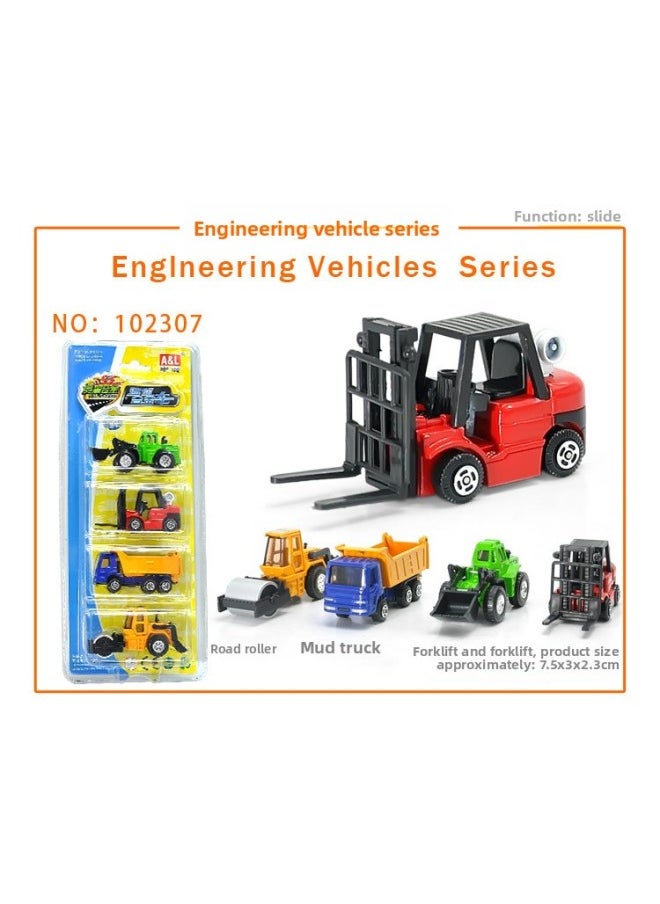 Aoli City Engineering Transportation Series Mini Car Bus Fire Alloy Car Model Sliding Back Force 4 Pack-Color:Aoli 102307 Taxi Project