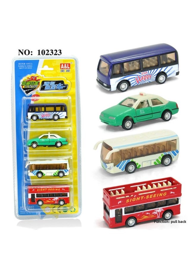 Aoli City Engineering Transportation Series Mini Car Bus Fire Alloy Car Model Sliding Back Force 4 Pack-Color:Aoli 102307 Taxi Project