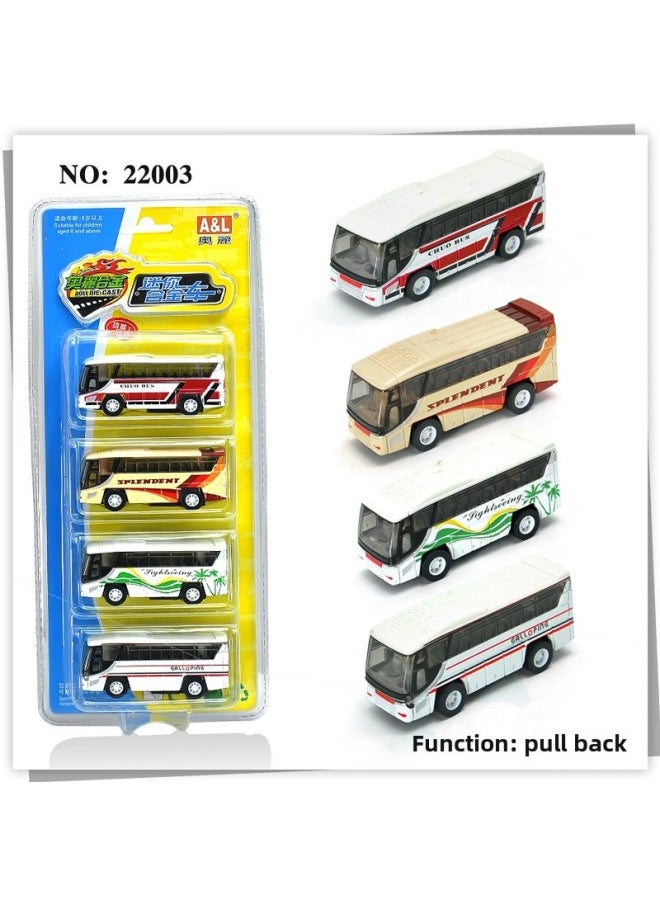 Aoli City Engineering Transportation Series Mini Car Bus Fire Alloy Car Model Sliding Back Force 4 Pack-Color:Aoli 102307 Taxi Project