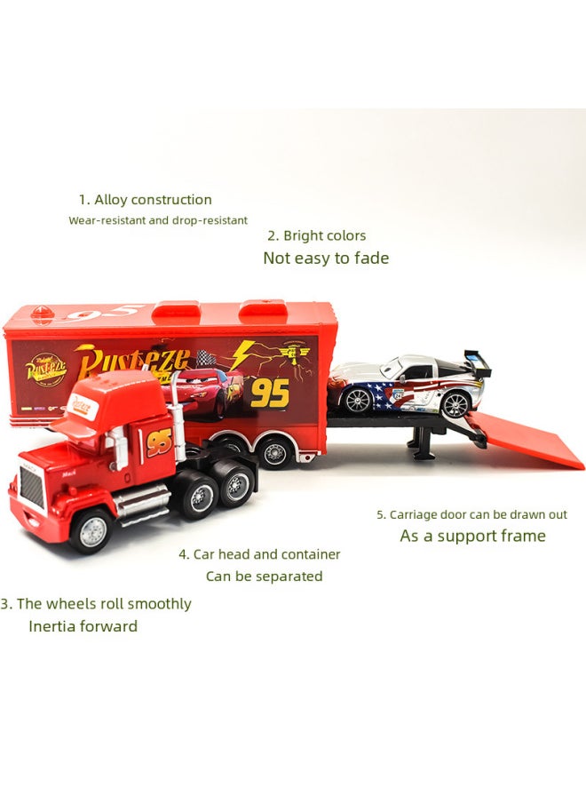 Car Story Uncle Mai Container Truck Racer Suit Alloy Car Toy Children's Model-Color:No. 42 Container Truck + No. 42 Trolley