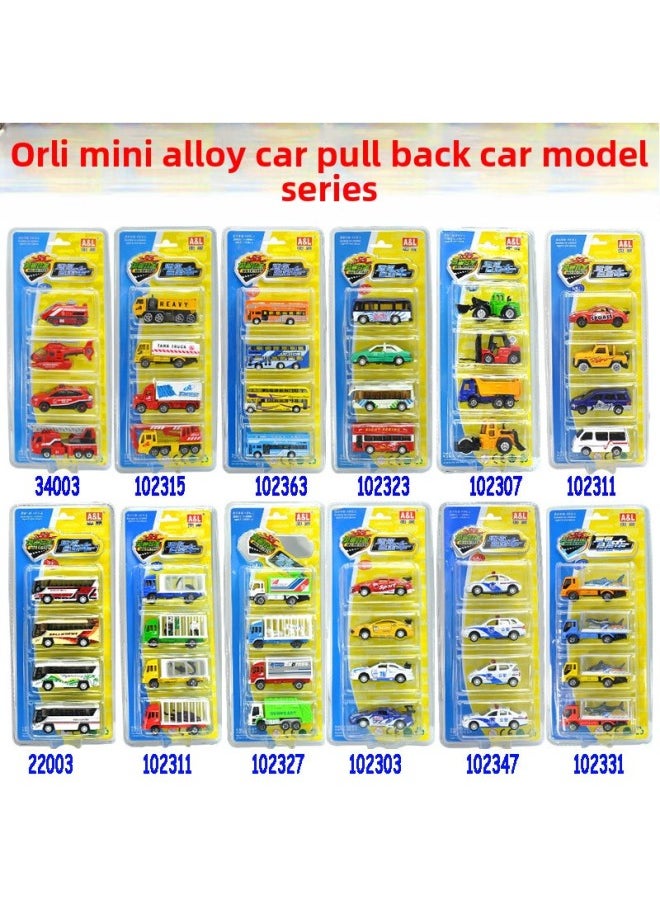 Aoli City Engineering Transportation Series Mini Car Bus Fire Alloy Car Model Sliding Back Force 4 Pack-Color:Ollie 102327 Public Undertakings