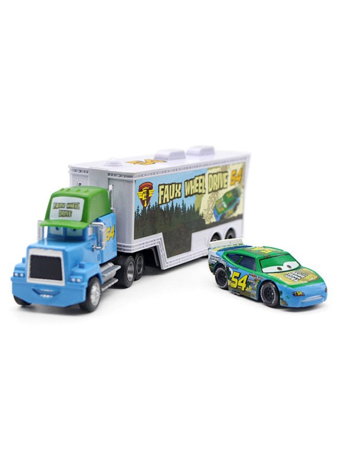 Car Story Uncle Mai Container Truck Racer Suit Alloy Car Toy Children's Model-Color:Container Truck No. 54 + Car No. 54