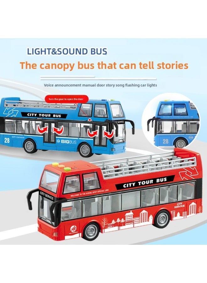 Children's Bus Toy Large Open Door Convertible Bus Model Simulation Baby Bus Toy Bus-Color:916a Convertible Bus Sound And Light Gift Box