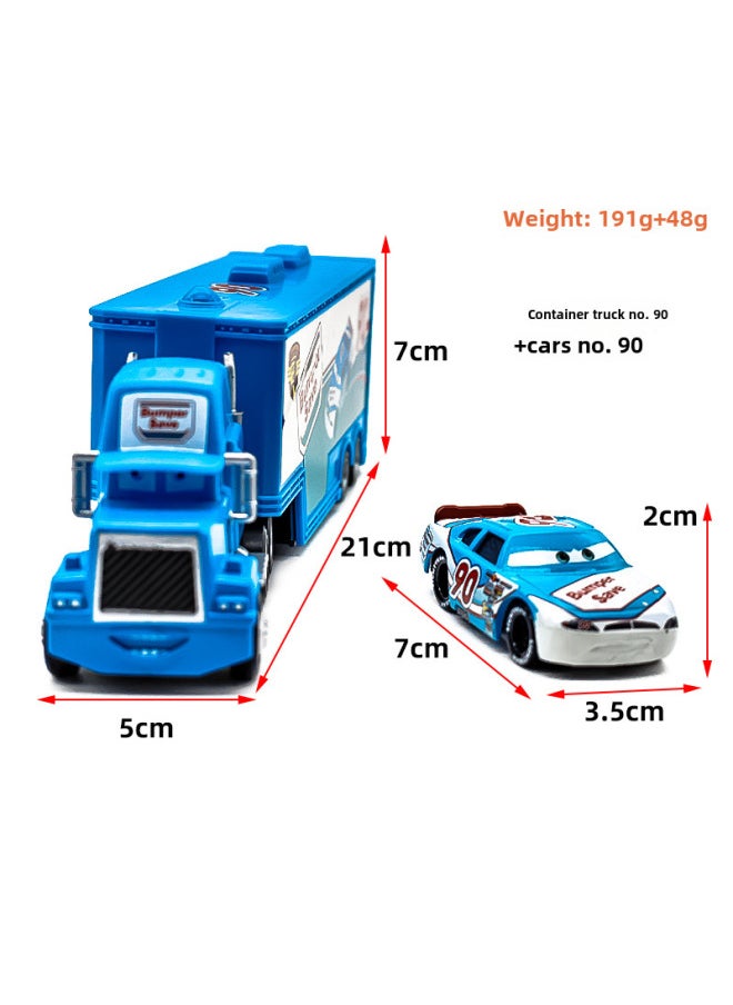 Car Story Uncle Mai Container Truck Racer Suit Alloy Car Toy Children's Model-Color:No. 90 Container Truck + No. 90 Trolley