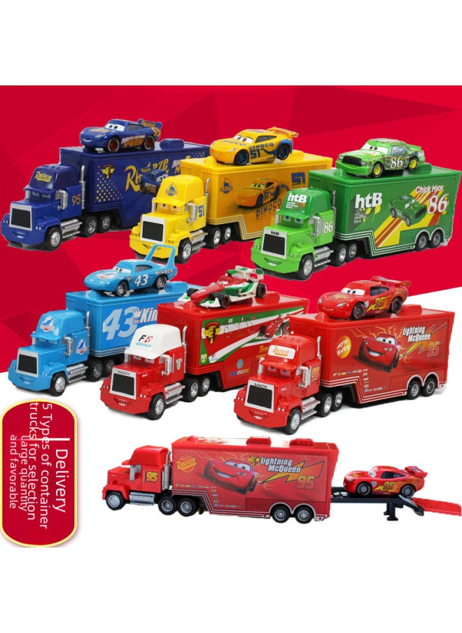 Car Story Uncle Mai Container Truck Racer Suit Alloy Car Toy Children's Model-Color:No. 90 Container Truck + No. 90 Trolley
