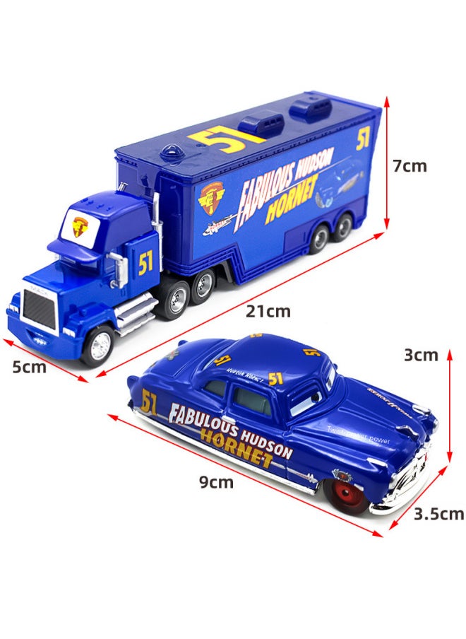 Car Story Uncle Mai Container Truck Racer Suit Alloy Car Toy Children's Model-Color:No. 90 Container Truck + No. 90 Trolley