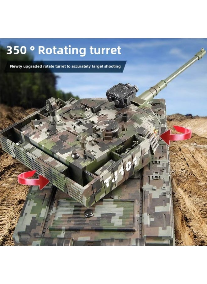 Remote Control Alloy Tank Children's Electric Boy Car Toy 99 Type Launchable Track T90 Model Cross-border-Color:Alloy Crawler Hub⭐Tiger Gray/russian/proportional Throttle/independent Shock Absorber/storage Transmission/barrel Telescopic Up, Down, Left And Right Movable-Specifications:Two Sets Of 7.4v Lithium Batteries