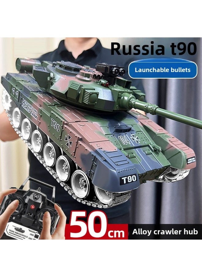 Remote Control Alloy Tank Children's Electric Boy Car Toy 99 Type Launchable Track T90 Model Cross-border-Color:Alloy Crawler Hub⭐Tiger Gray/russian/proportional Throttle/independent Shock Absorber/storage Transmission/barrel Telescopic Up, Down, Left And Right Movable-Specifications:Two Sets Of 7.4v Lithium Batteries