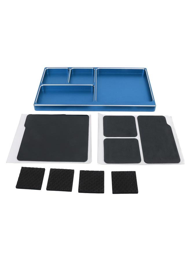 RC Screw Tray Aluminium Alloy with Magnetic Pad RC Repair Tool Screws Disk for Maintenance Outdoor Blue