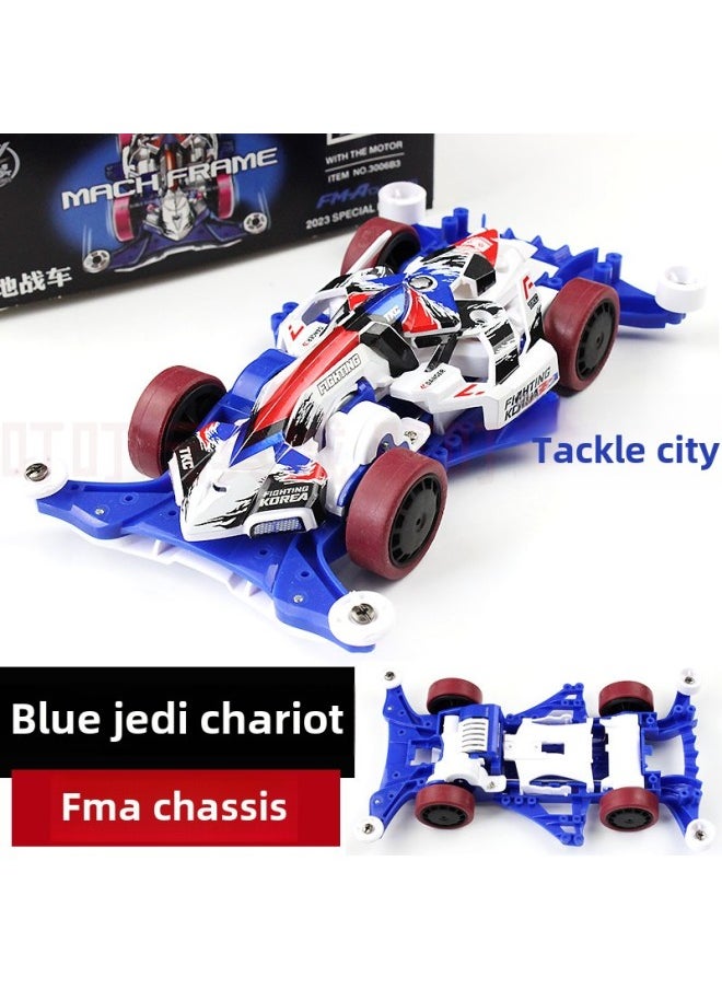 Xingda Four-Drive Brothers Daxing S2 Four-Drive Triangle Arrow Victory Charge Pioneer Sonic Assembled Boy Gift-Color:Sky Blue Blue Jedi Chariot-Scale:Car + 50k To High Speed Motor