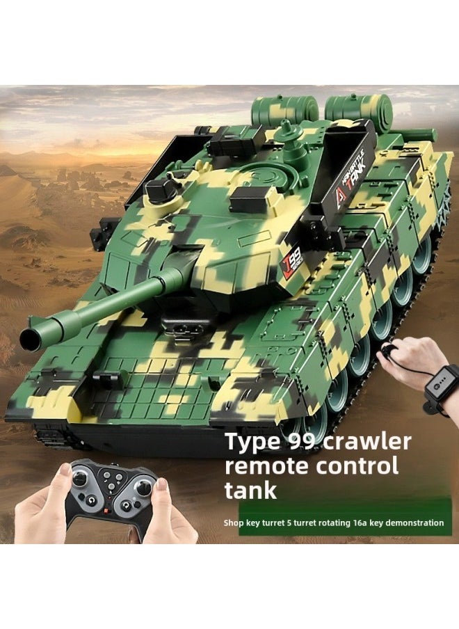 Remote Control Tank Car Crawler 99 Type Children's Charging Electric Off-road Tiger Armored Car Model Boy Toy Car-Color:Type 99 Camouflage Green In 5 Instructions-Specifications: Three Pieces Of Rechargeable Battery Remote Control Battery