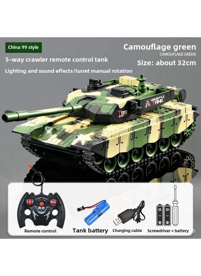 Remote Control Tank Car Crawler 99 Type Children's Charging Electric Off-road Tiger Armored Car Model Boy Toy Car-Color:Type 99 Camouflage Green In 5 Instructions-Specifications: Three Pieces Of Rechargeable Battery Remote Control Battery