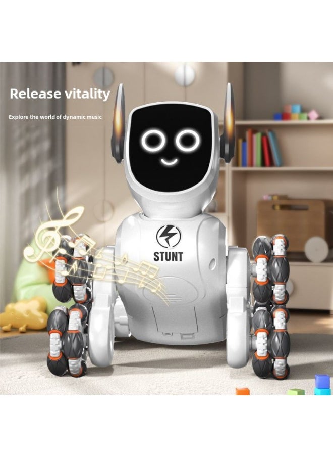 Intelligent Voice Control Eight Wheel Stunt Robot Dog Gesture Sensing Pink Remote Control Car Children's Programming Pet Toy-Color:Rc Robot Dog + Voice -Specifications:Two Sets Of Lithium Batteries